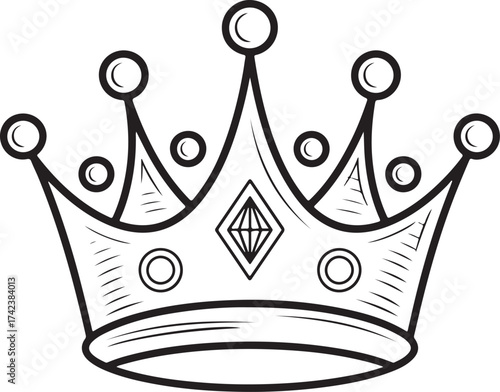 Monochrome King Crown Drawing Royalty Decoration