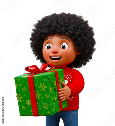 クリスマスプレゼントをもらい笑顔の子供たち