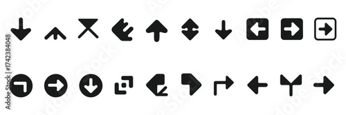 Collection of Various Directional Arrows and Symbols for Navigation and User Interface Design