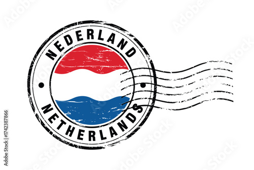 Vintage netherlands flag postmark stamp illustration