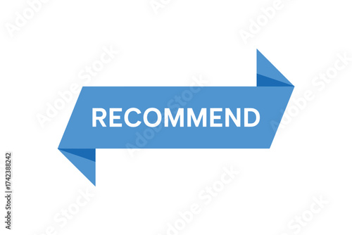 Blue ribbon banner with the word recommend
