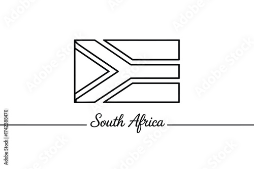 Minimalist south african flag design with handwritten text