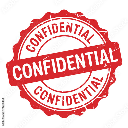 Red stamp seal marking document as confidential