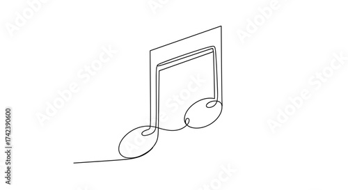 Minimalist music note illustration in line art style  