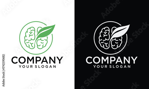 Creative brain tree logo design vector