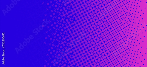 Pixelated bitmap gradient texture. Blue and pink dither pattern background. Abstract glitchy pattern. 8 bit video game screen wallpaper. Wide pixel art retro illustration. Vector backdrop