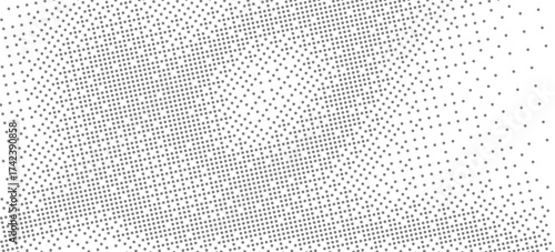 Pixel dithering gradient. Bitmap texture background. Black and white random pixels pattern. Retro glitchy vector art illustration. Monochromatic dissolve effect. 8 bit video game screen wallpaper.