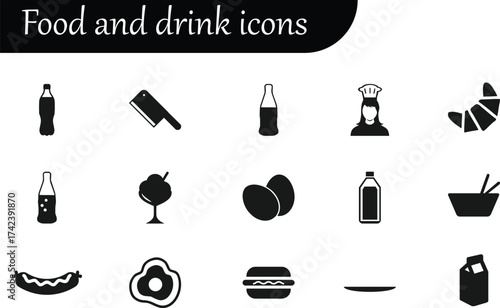 food and drink icons set