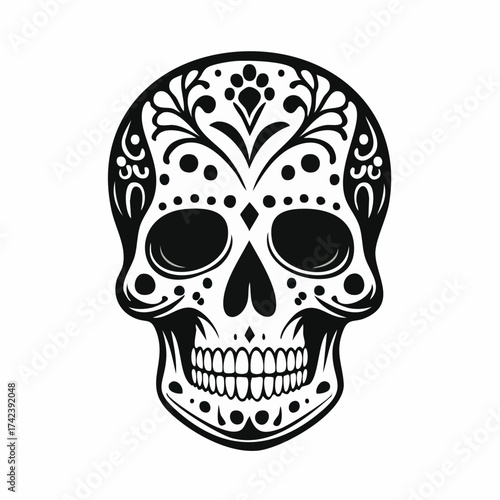 Ornate Sugar Skull Design for Day of the Dead Celebration.