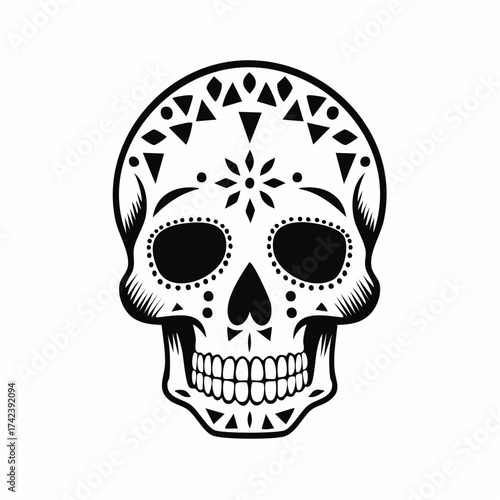 Stylized Sugar Skull with Intricate Patterns.