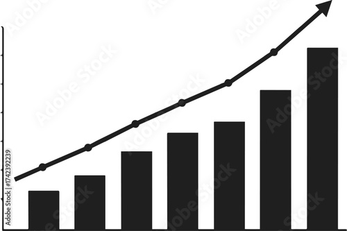 Business growth bar chart vector, increasing profit trend, financial success concept, economic progress, data analytics, performance report