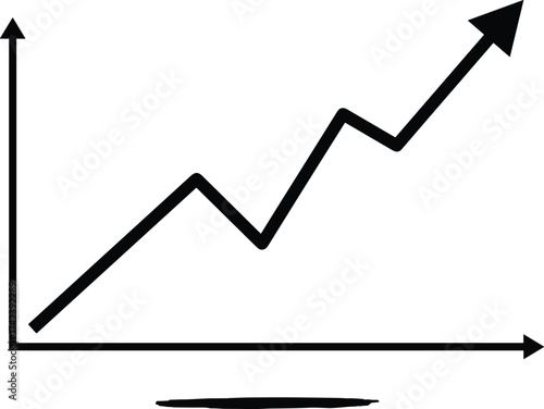 Business growth chart vector, upward arrow graph, financial success concept, increasing trend, performance analytics, data visualization illustration