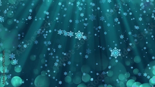 Animated abstract background of falling snowflakes