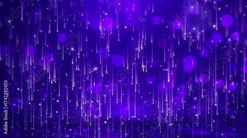 Animated abstract background of falling particles with a trail
