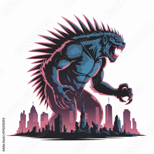 Giant monster with glowing body and sharp spikes.
