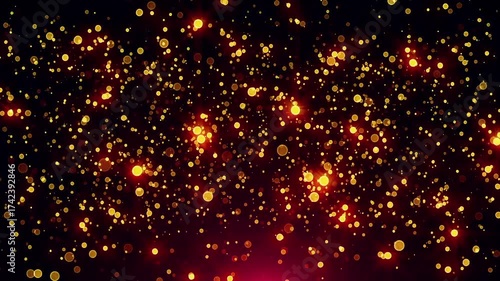 Animated glowing particles. Abstract background.