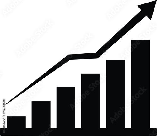 Rising bar chart vector, business growth infographic, financial success diagram, increasing data visualization, corporate performance analytics design