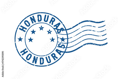 Honduras postage stamp with stars and wavy lines
