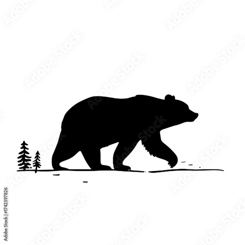 Brown Bear. Brown Bear simple black and white line art vector logo