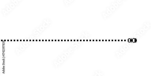 Silhouettes animation of car route to the pin point pink