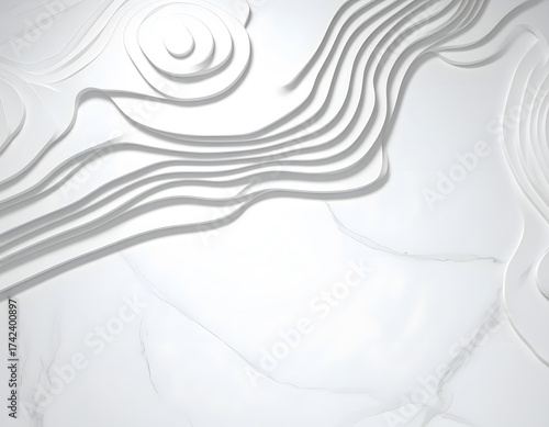 Abstract White Geometric Design of Wavy Lines