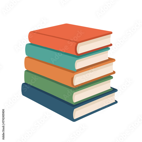 stash of book isolated in White Background, stash of book vector, Flat lay vector illustration