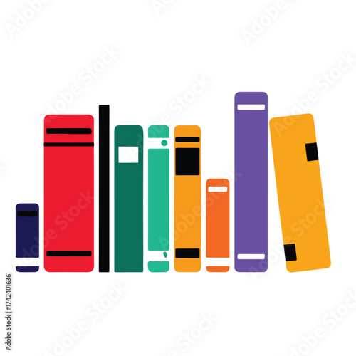 stash of book isolated in White Background, stash of book vector, Flat lay vector illustration