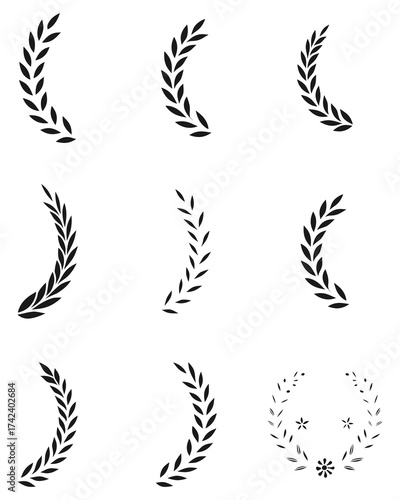 Perfect for award logos, certificates, emblems, minimalist badges, and classic design decorations. Isolated on white background.