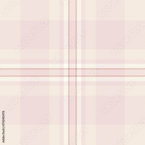 Couch vector seamless texture, fashionable tartan fabric plaid. Table cloth check background textile pattern in light and ivory colors.