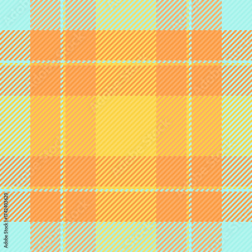 Cutout seamless background pattern, valentine tartan texture textile. Greeting card check vector plaid fabric in orange and yellow colors.
