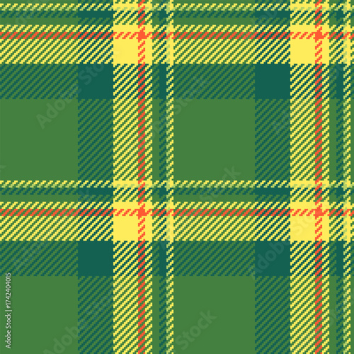 Rough check fabric seamless, softness tartan texture plaid. Top textile pattern background vector in green and teal colors.