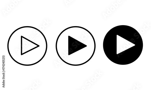 play button set icon isolated on white background