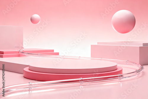 Abstract geometric shapes in pink