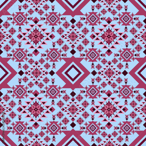 Geometric Ethnic pattern,
Native American tribal fabric, tile, carpet, vector,
illustration design, on background, Pattern fabric pixel, design for background, clothing, decorative, drapery, cloth