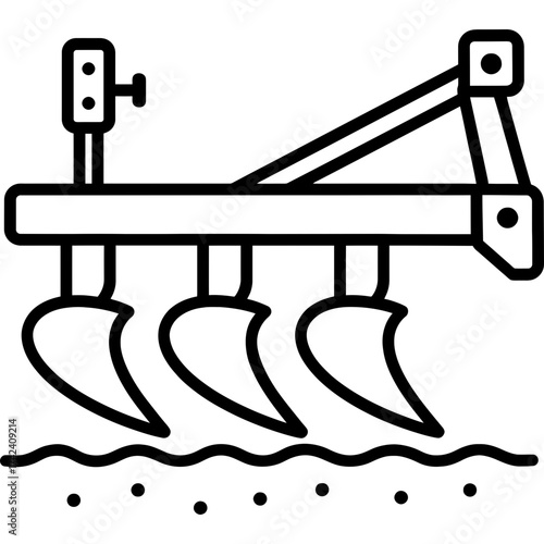 Plow tillage implement outline icon vector