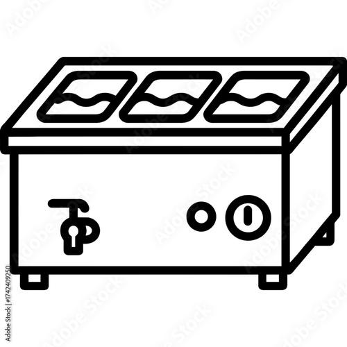 Commercial bain marie hot well outline icon vector