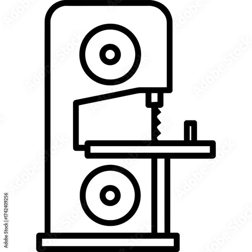 Bandsaw woodworking outline icon vector