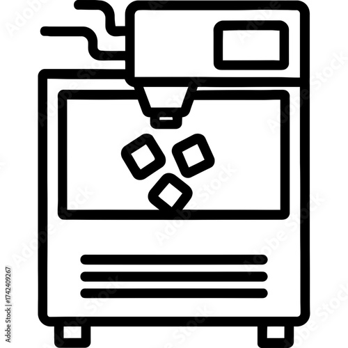 Commercial ice machine maker outline icon vector