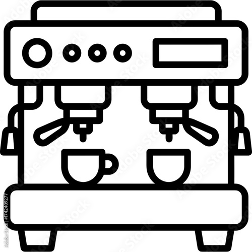 Commercial coffee machine espresso outline icon vector