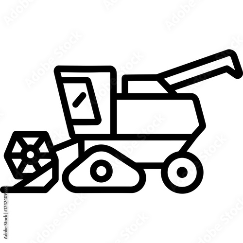 Combine harvester grain outline icon vector