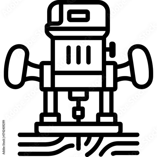 Router woodworking outline icon vector