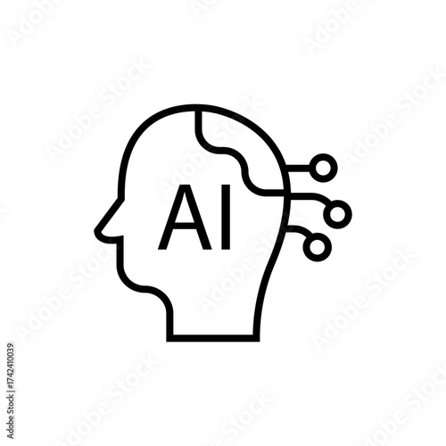 Minimal line icon set representing artificial intelligence technology