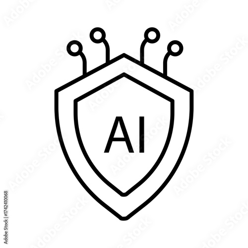 Minimal line icon set representing artificial intelligence technology