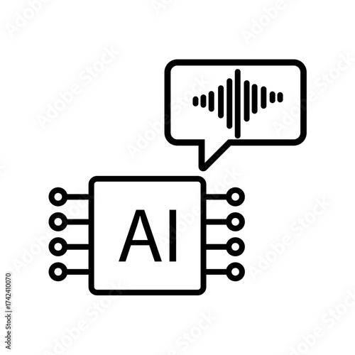 Minimal line icon set representing artificial intelligence technology