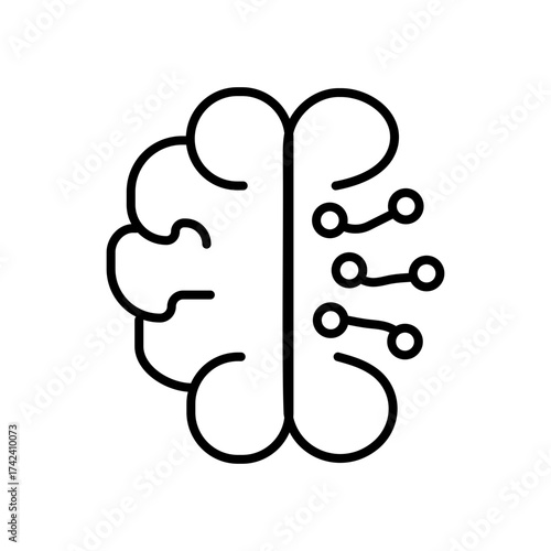 Minimal line icon set representing artificial intelligence technology