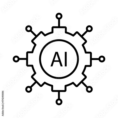 Minimal line icon set representing artificial intelligence technology