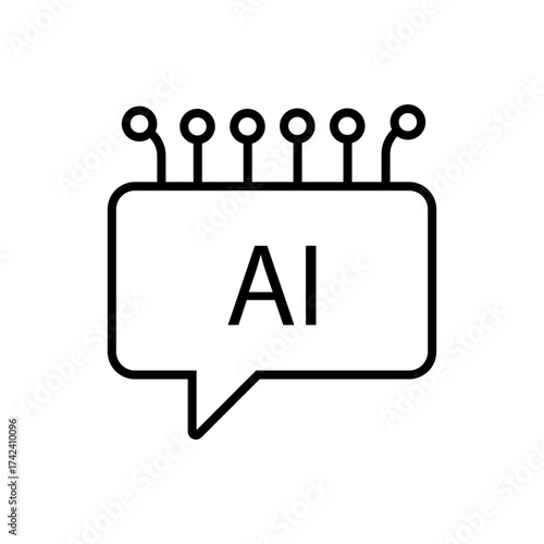 Minimal line icon set representing artificial intelligence technology