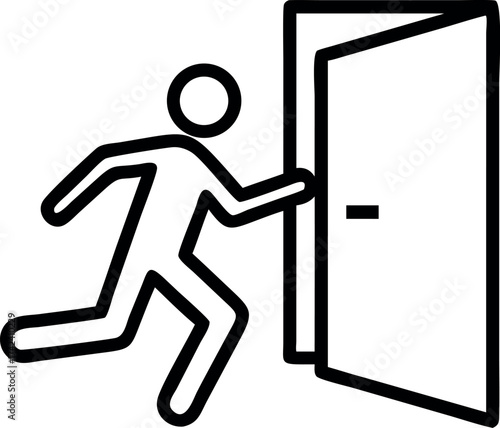 Vector art of person running out of door icon