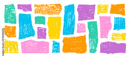 Shape frame paper background. Brush box vector. Paint texture rectangle. Color grunge rip paper box for text. Abstract square torn bg. Rough doodle cut scraps pattern. Hand drawn color highlight edge