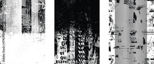 Glitch distorted geometric shape . Noise destroyed logo . Trendy cyber punk poster . Glitched frame .Grunge textured . Distressed effect .Vector shapes with a halftone dots screen print texture.